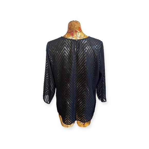 Van Heusen blouse sheer top loose black large - Picture 4 of 8